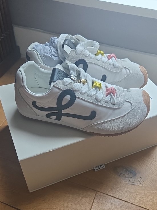 Loewe Shoes - Loewe Ballet Runner Sneakers EU 37 White Black Anagram Logo Leather Low Top